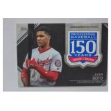 150th Anniversary Commemorative Patch Card from 2019 Topps Baseball Series Two! "Juan Soto, Washington Nationals"