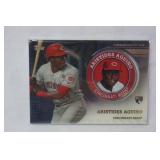 Commemorative Topps Player Medallion Card from 2020 Topps Baseball Series 2, "Aristides Aquino, Cincinnati Reds"