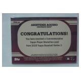 Commemorative Topps Player Medallion Card from 2020 Topps Baseball Series 2, "Aristides Aquino, Cincinnati Reds"