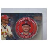 Commemorative Topps Player Medallion Card From 2020 Topps Baseball Series 2, "Yadier Molina, St. Louis Cardinals"