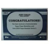 Commemorative Topps Player Medallion Card From 2020 Topps Baseball Series 2, "JOEY GALLO, Texas Rangers"