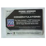 Commemorative Topps Player Medallion Card From 2019 Topps Baseball Series 1, "GEORGE SPRINGER, Houston Astros"