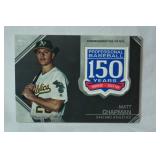 150th Anniversary Commemorative Patch Card from 2019 Topps Baseball Updated Series, "Matt Chapman, Oakland Athletics"
