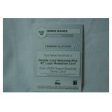 Rookie Card Retrospective RC Logo Medallion Card from 2020 Topps Baseball Series One, "Ernie Banks, Chicago Cubs"