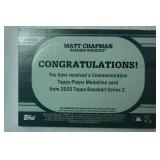 Commemorative Topps Player Medallion Card From 2020 Topps Baseball Series 2, "Matt Chapman, Oakland Athletics"