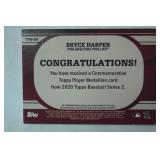 Commemorative Topps Player Medallion Card From 2020 Topps Baseball Series 2, "Bryce Harper, Philadelphia Phillies"