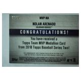Topps Team MVP Medallion Card from 2018 Topps Baseball Series Two!  "Nolan Arenado, Colorado Rockies"