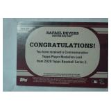 Commemorative Topps Player Medallion Card From 2020 Topps Baseball Series 2, "Rafael Devers, Boston Red Sox"