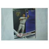 Rookie Card Retrospective RC Logo Medallion Card from 2020 Topps Baseball Series One, "Aaron Judge, New York Yankees"