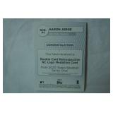 Rookie Card Retrospective RC Logo Medallion Card from 2020 Topps Baseball Series One, "Aaron Judge, New York Yankees"