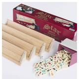 LaModaHome Star Gold Polished Light Wooden Rummy/Okey/101 Game Set with Tile Container and Dices, for Adults and Kids, Perfect for Game Nights, Team Game, Get Together, Outdoor, Indoor
