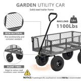 VIVOHOME Heavy Duty 1100 lbs Capacity Mesh Steel Garden Cart Folding Utility Wagon (Grey)