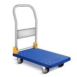 YSSOA Platform Truck with 440lb Weight Capacity and 360 Degree Swivel Wheels, Foldable Push Hand Cart for Loading and Storage, Blue