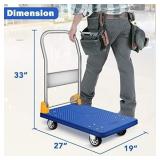 YSSOA Platform Truck with 440lb Weight Capacity and 360 Degree Swivel Wheels, Foldable Push Hand Cart for Loading and Storage, Blue