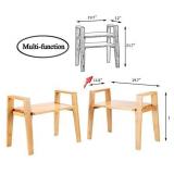 bamfitwell Bamboo End Table?Living Room Nightstand?Stackable Side Table?Bedside Tables for Bedroom/Nursery Room/Laundry Room/Study Room, Set of 2?Natural.