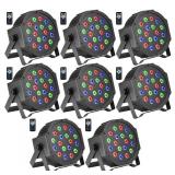 DJ Lights, BSYUN RGB 18 LEDs Professional Sound Activated Stage Lights DMX-512 Controllable Uplighting for Wedding Party with Remote