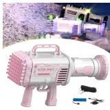 DLCJ 60-Hole Rocket Launcher Shape Bubble Maker,Rechargeable Rocket Boom Bubble Gun,Automatic Bubble Blower Gun Toy,Children