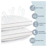 Goose Feathers and Down Pillow for Sleeping Gusseted Bed Hotel Collection Pillows, King, Set of 2