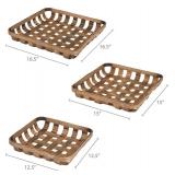 Barnyard Designs Tobacco Baskets Rustic Vintage Farmhouse Nesting Trays, Set of 3