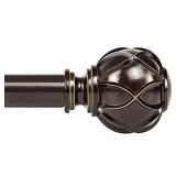 KAMANINA 1 Inch Curtain Rod Telescoping Single Drapery Rod 36 to 72 Inches (3-6 Feet), Netted Texture Finials, Antique Bronze