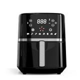 Besile Air Fryer Stainess Steel 5.0QT,LED Digital Touchscreen with 8 Cooking Presets for Broiler,Roaster,Dehydrator,Baking and Reheating,Nonstick Square Basket (1500W Black)