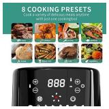 Besile Air Fryer Stainess Steel 5.0QT,LED Digital Touchscreen with 8 Cooking Presets for Broiler,Roaster,Dehydrator,Baking and Reheating,Nonstick Square Basket (1500W Black)