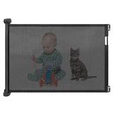 Babepai Retractable Baby Gate Black Wide- 34" Tall Extends Up to 55" Wide Safety Mesh Stairs Gate for Kids or Pets Dogs Gate for The House/Doorways/Banister/Hallways/Deck/Indoor/Outdoor