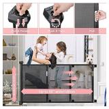 Babepai Retractable Baby Gate Black Wide- 34" Tall Extends Up to 55" Wide Safety Mesh Stairs Gate for Kids or Pets Dogs Gate for The House/Doorways/Banister/Hallways/Deck/Indoor/Outdoor