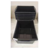 Storex 4 Gallon (15L) Classroom Storage Bins, Black, 6-Pack, Lids NOT Included