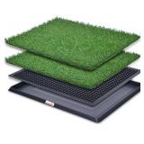 LOOBANI Indoor Outdoor Dog Potty Systems, Reusable and Portable Trainer Tray for Puppy Training, with 2 Packs 16×20 Replacement Grass Mat