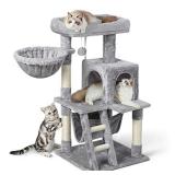 rabbitgoo Cat Tree Cat Tower for Indoor Cats, Multi-Level Cat House Condo with Large Perch, Scratching Posts & Hammock, Cat Climbing Stand with Toy for Small Cats Kittens Play Rest, 39" Tall, Gray
