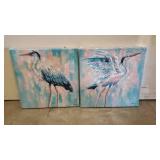 Lot of 2 Great Blue Herron Canvas Photos, 20×20"