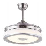 NUTCRUST Retractable Modern Ceiling Fan with Light and Bluetooth Speaker, 7 Colors Change Bluetooth Speaker Music Player Modern Ceiling Fan Chandelier with Remote Control 42 Inch 36W Replaceable Panel