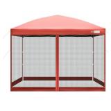 VIVOHOME 210D Oxford Outdoor Easy Pop Up Canopy Screen Party Tent with Mesh Side Walls Red 10 x 10 Feet