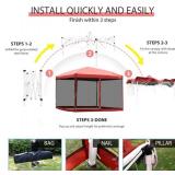 VIVOHOME 210D Oxford Outdoor Easy Pop Up Canopy Screen Party Tent with Mesh Side Walls Red 10 x 10 Feet