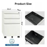 DEVAISE 3 Drawer Mobile File Cabinet with Lock, Fully Assembled Except Casters, Letter / Legal Size, White