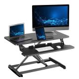 ATUMTEK Standing Desk Converter, 32 Inch Height Adjustable Sit to Stand Desk Riser, Home Office Dual Monitor and Laptop Tabletop Workstation with Wide Keyboard Tray, Black