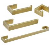 BESy 4 Piece Bathroom Accessories Set (Towel Bar, Hand Towel Holder Towel Ring, Toilet Paper Holder, Double Towel Hook), Wall Mounted Bath Hardware Accessory Fixtures Set, Stainless Steel/Brushed Gold