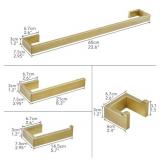 BESy 4 Piece Bathroom Accessories Set (Towel Bar, Hand Towel Holder Towel Ring, Toilet Paper Holder, Double Towel Hook), Wall Mounted Bath Hardware Accessory Fixtures Set, Stainless Steel/Brushed Gold