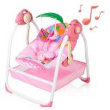 Baby Swing with 6 Motions,Infant Swing with Music,Sounds and Timing Function, Baby Rocker with 2 Toys, Plsuh Seat & Soft Head Support, Machine Washable Fabric (Pink)