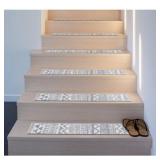 Modern Geometric Non-Slip Stair Treads (Set of 13) 8.6" x 26" Gray