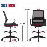 Drafting Chair Tall Office Chair Adjustable Height with Lumbar Support Arms Footrest Mid Back Desk Chair Swivel Rolling Mesh Computer Chair for Adults Standing Desk Drafting Stool(Black)