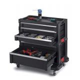 Keter Rolling Tool Chest with Storage Drawers, Locking System and 16 Removable Bins-Perfect Organizer for Automotive Tools for Mechanics and Home Garage , Black, 20H×11W21.5L