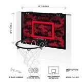 AND1 Mini Basketball Hoop: 18x12 Pre-Assembled Portable Over The Door with Flex Rim, Includes Two Deflated 5 Mini Basketball with Pump, for Indoor, Red/Black