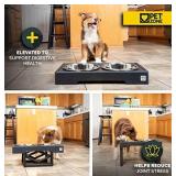 Pet Zone Designer Diner Adjustable Elevated Dog Bowls - Adjusts to 3 Heights, 2.75", 8", & 12
