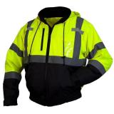 PYRAMEX RJ31 Series Lumen X Class 3 Fleece Bomber Safety Jacket, Lime, Large