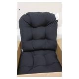 Pillow Perfect Outdoor | Indoor Canvas Black Tufted Seat Cushions (Round Back), 19" x 19", 2 Pack