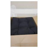 Pillow Perfect Outdoor | Indoor Canvas Black Tufted Seat Cushions (Round Back), 19" x 19", 2 Pack