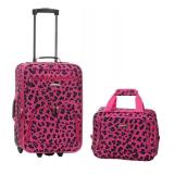 Rockland Printed 2 PC MAGENTALEOPARD LUGGAGE SET