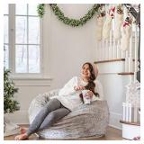 Christopher Knight Home Laraine Furry Glam Grey Pebble Pattern Faux Fur 3 Ft. Bean Bag Cover